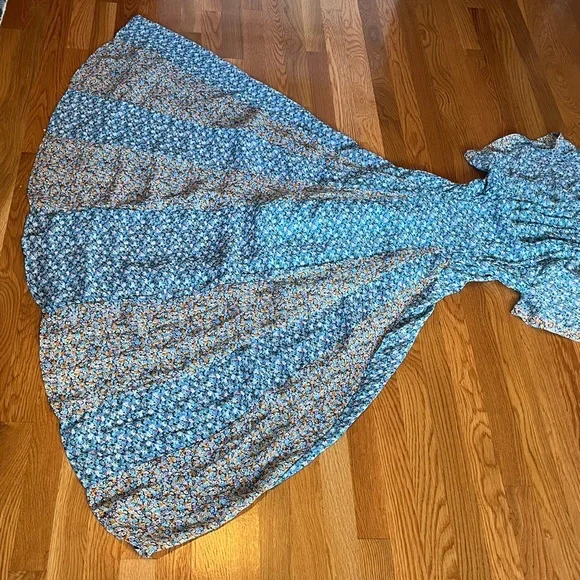 Anthropologie Blue Floral Maxi Dress - Picture 13 of 15